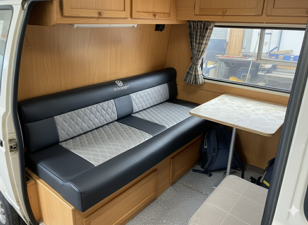 VW campervan cushions Blue Note Upholstery